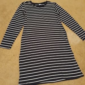 Navy Striped Long Sleeve Dress